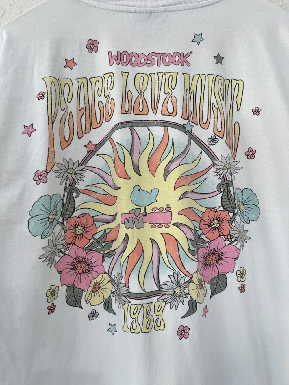 Woodstock Peace Love Music Graphic Tee Cotton On Oversized Style T-Shirt Medium - Picture 6 of 8